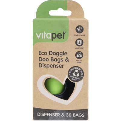 VitaPet Eco Doggie Doo Bags With Dispenser 30pk