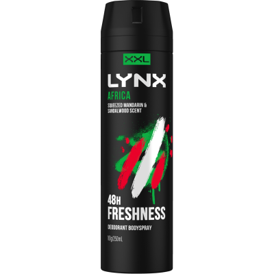 Lynx Africa Squeezed Mandarin & Sandalwood Scent 48hr Deodorant Bodyspray 250ml