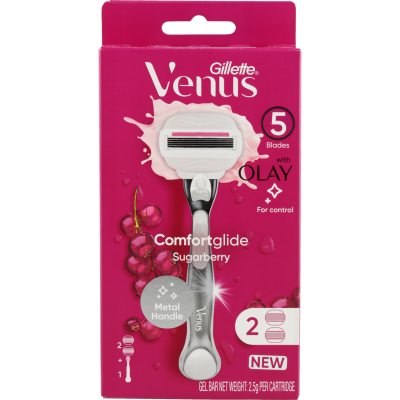 Gillette Venus Comfortglide Sugarberry Razor And 2 Cartridges 1pk ...