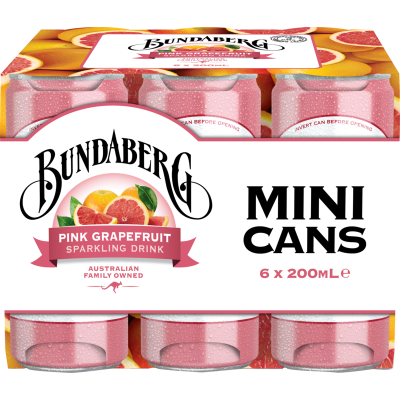 Bundaberg Pink Grapefruit Mini Drink Cans 6 x 200ml