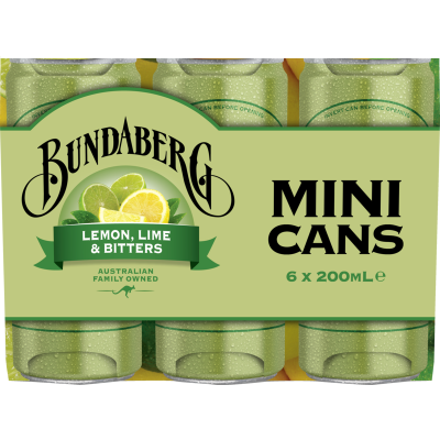 Bundaberg Lemon Lime & Bitters Mini Cans 6 x 200ml