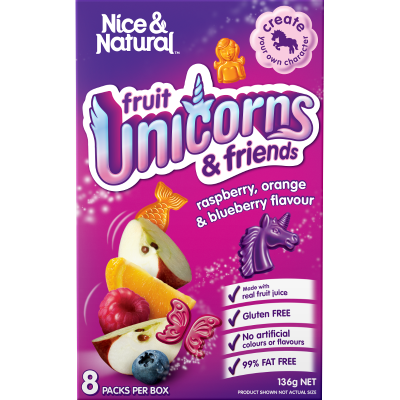 Nice & Natural Unicorns Friends Raspberry, Orange & Blueberry Fruit Snacks 8pk
