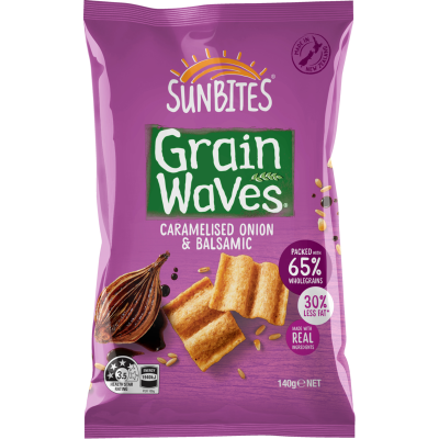 Sunbites Grain Waves Caramelised Onion & Balsamic Wholegrain Chips 140g