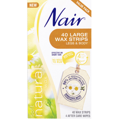 Nair Soft Naturals Leg & Body Large Wax Strips 40ea