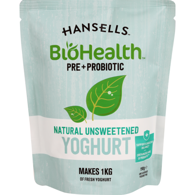 Hansells BioHealth Pre + Probiotic Natural Unsweetened Yoghurt Base 190g