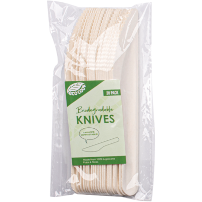 Eco Cook Biodegradable Sugarcane Bagasse Knives 20pk