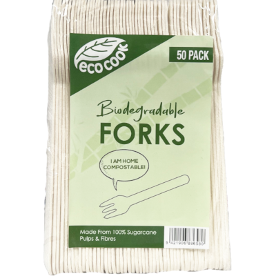 Eco Cook Biodegradable Sugarcane Bagasse Forks 50pk