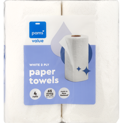 Pams Value White 2ply Paper Towels 4 x 65 sheets