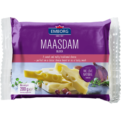 Emborg Maasdam Block Cheese 200g