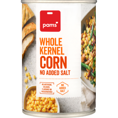 Pams Whole Kernel Corn No Added Salt 410g