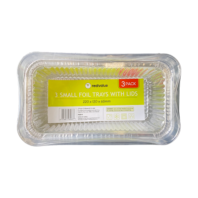 Real Value Small Foil Trays With Lids 1pk