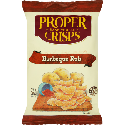 Proper Crisps Barbeque Rub Hand Cooked Potato Crisps 150g