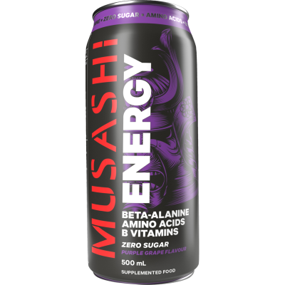 Musashi Zero Sugar Purple Grape Flavour Energy Drink 500ml