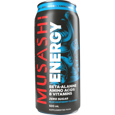 Musashi Zero Sugar Blue Raspberry Flavour Energy Drink 500ml