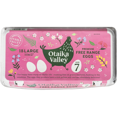 Otaika Valley Premium Free Range Size 7 Eggs 18pk