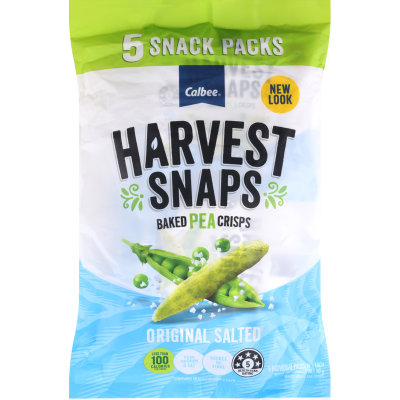 Calbee Harvest Snaps Original Salted Baked Pea Crisps Snackpack 5 x 18g