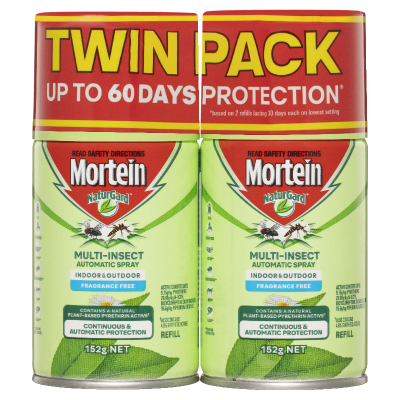 Mortein NaturGard Indoor & Outdoor Fragrance Free Multi-Insect Automatic Spray Refill 2 x 152g