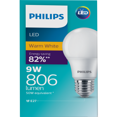 Philips LED Warm White 9W 806Lumen Screw Bulb 1pk