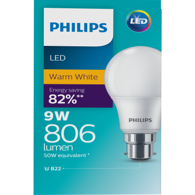Philips LED Warm White 9W 806 Lumen Bayonet Bulb 1pk
