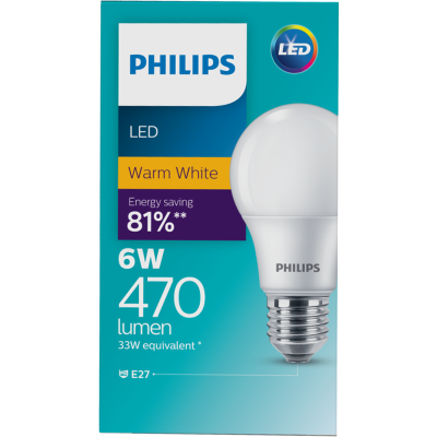 Philips LED Warm White 6W 470 Lumen Screw Bulb 1pk
