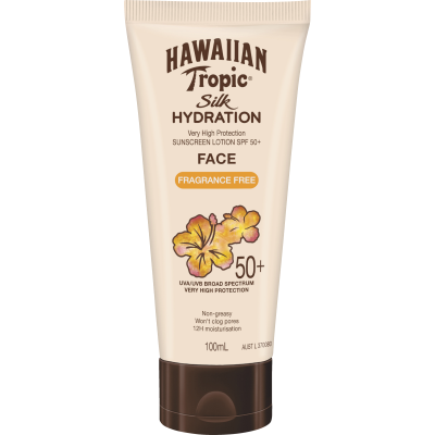 Hawaiian Tropic Silk Hydration Face Fragrance Free Sunscreen Lotion SPF50+ 100ml