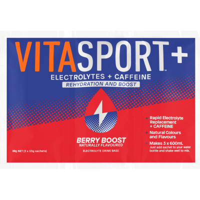 Vitasport Plus Electrolytes + Caffeine Berry Boost Electrolyte Drink Base 99g