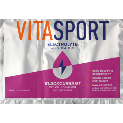 Vitasport Electrolyte Rehydration Blackcurrant Electrolyte Drink Base 3 x 33g