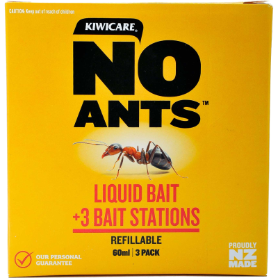 Kiwicare No Ants Liquid Bait + 3 Bait Stations 60ml