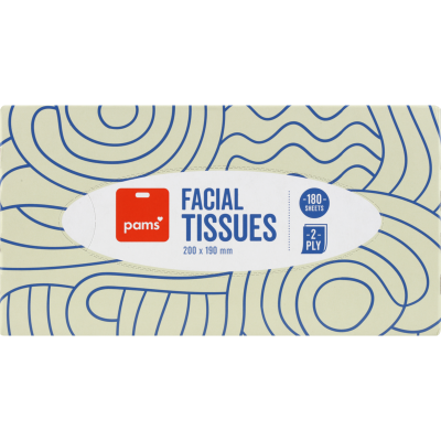 Pams 2Ply Facial Tissues 180pk