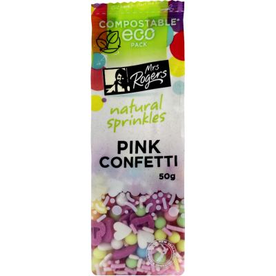 Mrs Rogers Pink Confetti Natural Sprinkles 50g