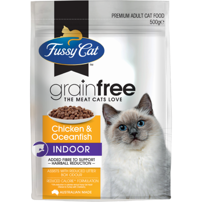 Fussy Cat Grainfree Chicken & Oceanfish Indoor Premium Adult Cat Food 500g