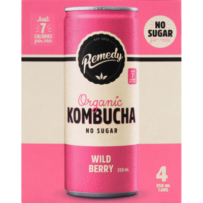 Remedy Wild Berry Organic Kombucha 4 x 250ml