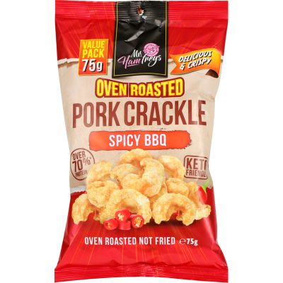 Mr Hamfreys Oven Roasted Spicy BBQ Pork Crackle 75g