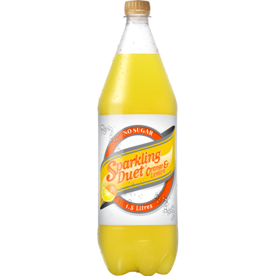 Schweppes No Sugar Sparkling Duet Orange & Lemon Flavour Soft Drink 1.5l