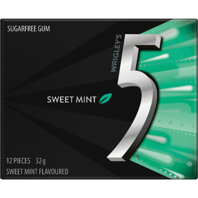 5 Gum Sugar-Free Sweet Mint Gum Sticks 12pk