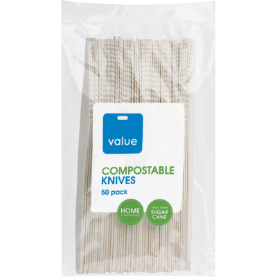 Value Sugarcane Compostable Knives 50pk