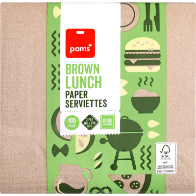 Pams Lunch Brown Paper Serviettes 100pk