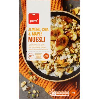 Pams Almond Chia & Maple Muesli 350g