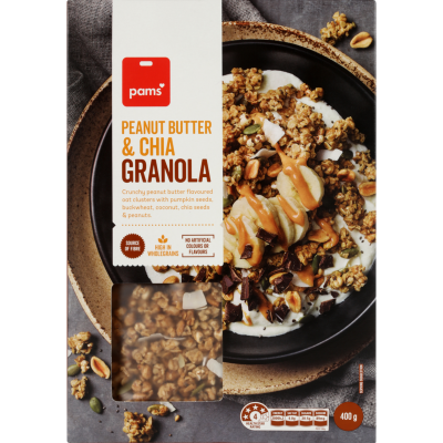 Pams Peanut Butter & Chia Granola 400g