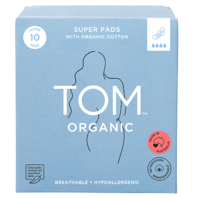 Tom Organic Organic Super Pads With Wings 10pk
