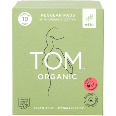 Tom Organic Regular Pads With Wings 10pk