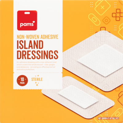 Pams Non Woven Adhesive Sterile Island Dressings 10pk