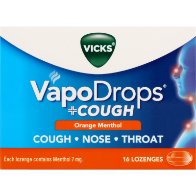 Vicks VaporDrops Orange Menthol Lozenges 16pk