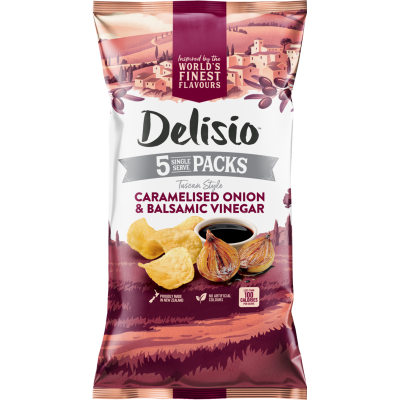 Bluebird Delisio Caramelised Onion & Balsamic Vinegar Potato Chips 5 x 18g