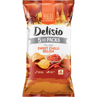 Bluebird Delisio Sweet Chilli Relish Potato Chips 5 x 18g