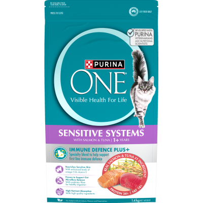 Purina ONE Adult Sensitive Systems Salmon & Tuna Dry Cat Food 1.4kg