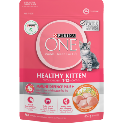 Purina ONE Healthy Kitten With Chicken Dry Cat Food 450g