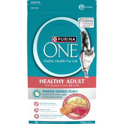 Purina ONE Healthy Adult Salmon & Tuna Dry Cat Food 1.5kg