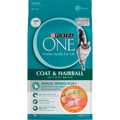 Purina ONE Coat & Hairball With Chicken Adult Dry Cat Food 1.4kg