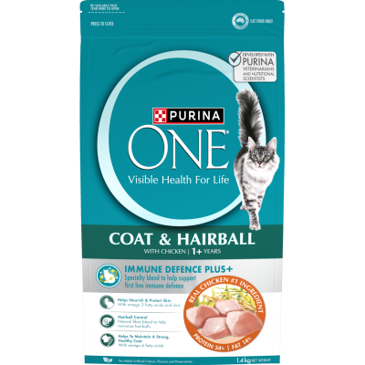 Purina ONE Adult Coat & Hairball With Chicken Dry Cat Food 1.4kg